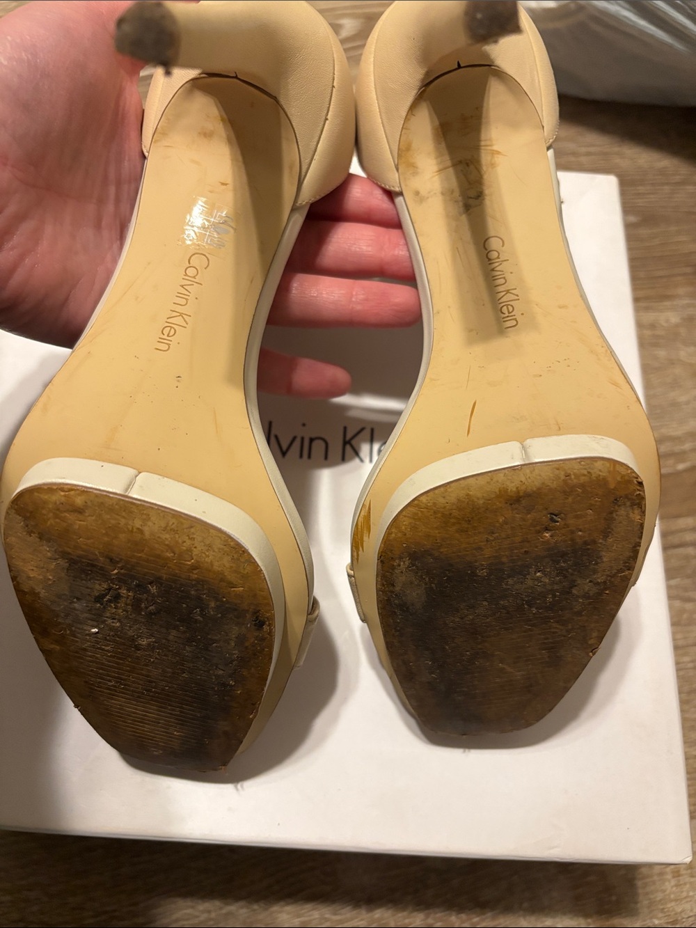 Calvin Klein Blush Cream Ankle-Strap Stiletto Heels - Picture 7 of 7